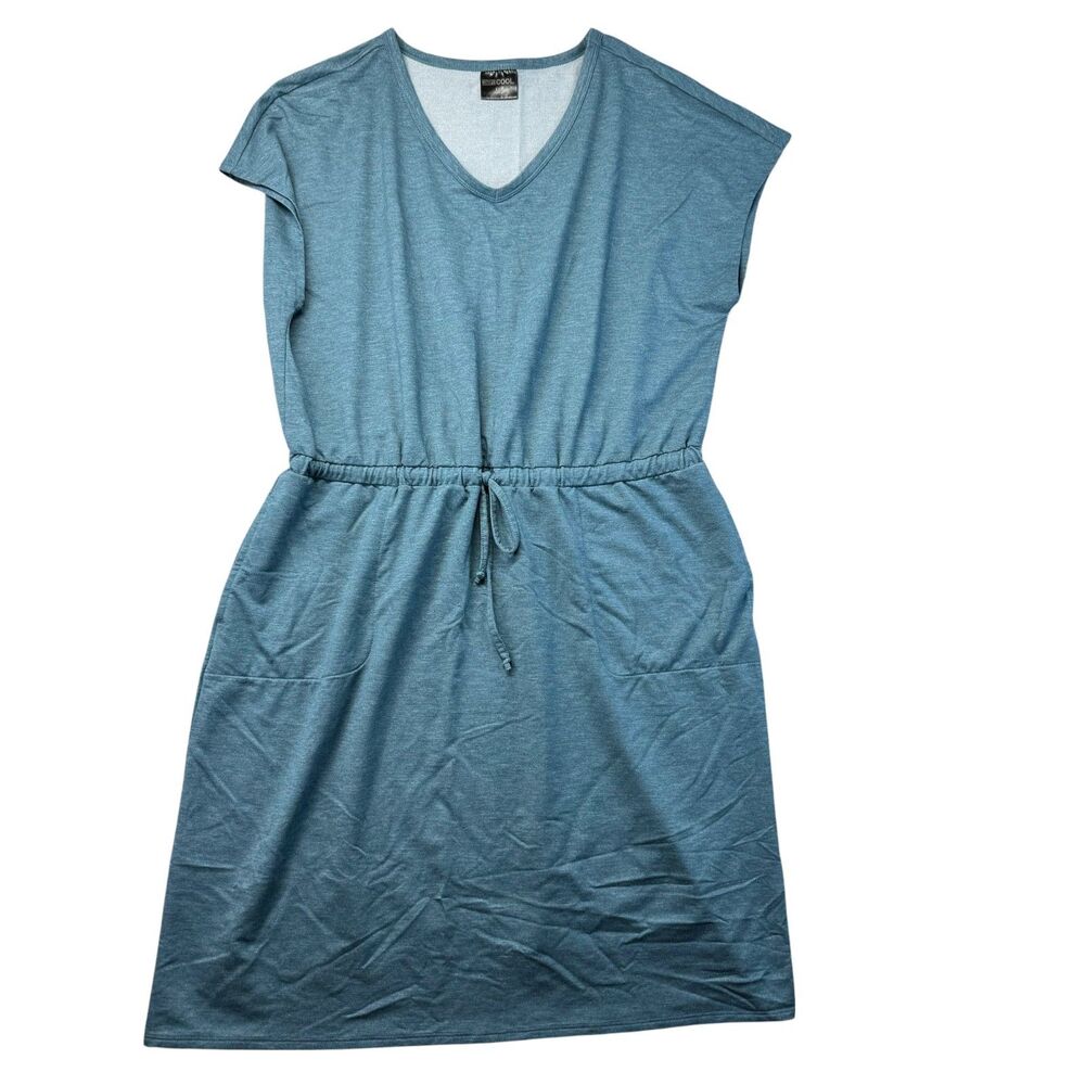 32 Degrees Cool Dress Womens Extra Large Blue Short Sleeve Stretch Pockets Comfy